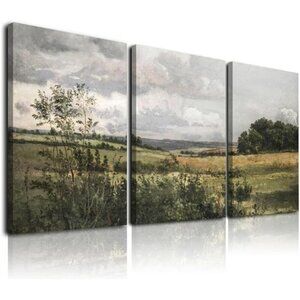 Vintage Farmhouse Wall Art Set Rustic Landscape Bathroom Bedroom Decor 12x16